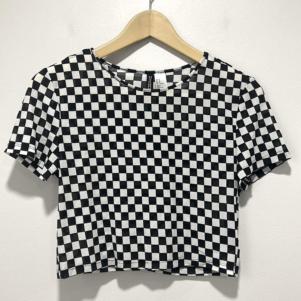 H&M Checkers Crop Top Women Size M